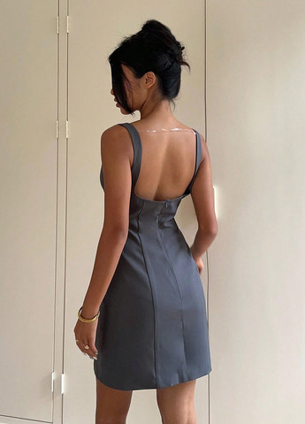 Сіра кежуал сукня а-силует, з відкритою спиною SHEIN однотонна