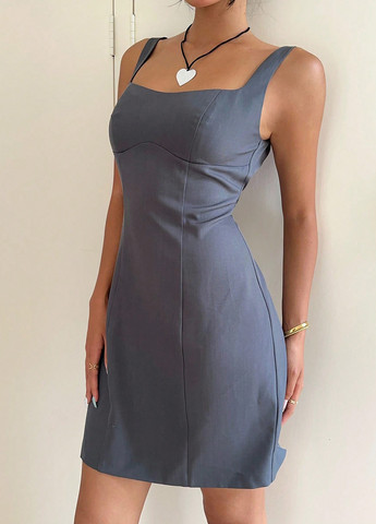 Сіра кежуал сукня а-силует, з відкритою спиною SHEIN однотонна