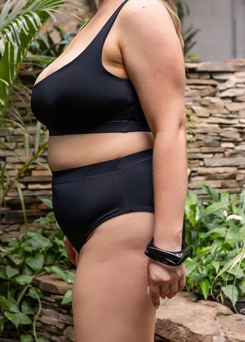 Чорний літній роздільний купальник plus size (топ, трусики) топ, роздільний MYGYM