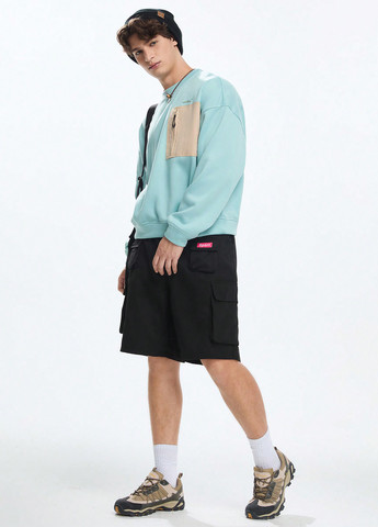 Мятный свитшот SHEIN однотонный вышивка, молния, нашивки (366258166)