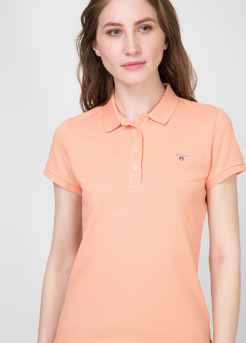 Персиковая женская футболка-поло Gant однотонная