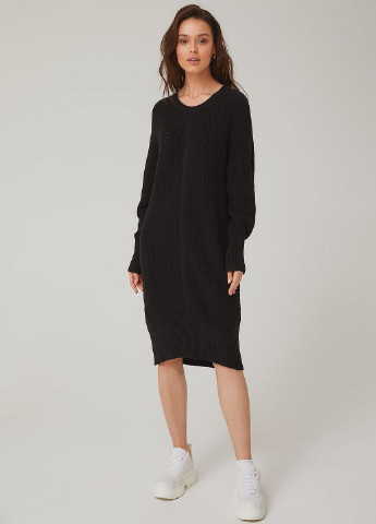Черное кэжуал платье платье-свитер SELA