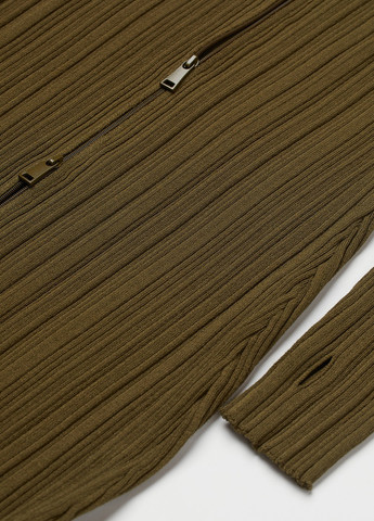 Оливковое (хаки) кэжуал платье платье-свитер H&M однотонное