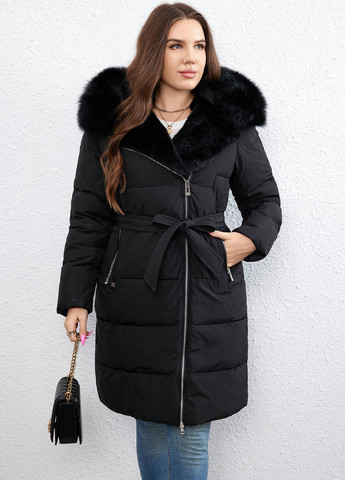 Черная зимняя куртка куртка-пальто SHEIN