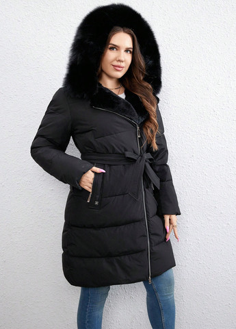 Черная зимняя куртка куртка-пальто SHEIN