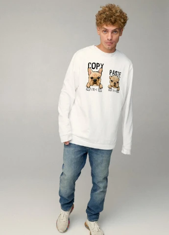 Белый свитшот мужской oversize /no flis/ YAPPI рисунок (251791382)