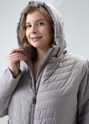 Темно-бежева демісезонна жіноча демісезонна куртка великі розміри delfi бежева 910622 Delfy