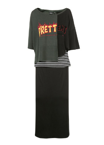 Оливковое (хаки) кэжуал платье Only с надписью