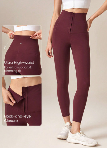 Бордовые демисезонные леггинсы SHEIN