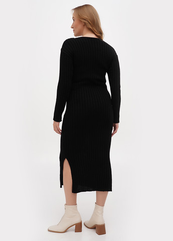 Черное кэжуал платье платье-свитер Boohoo однотонное