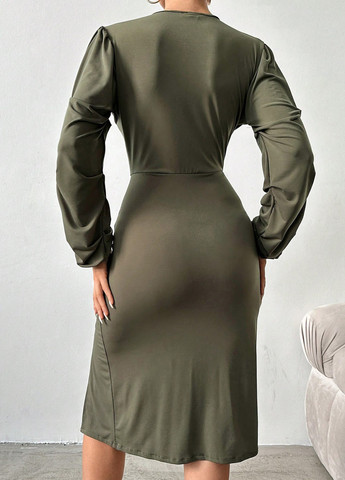 Сіро-зелена ділова сукня футляр SHEIN однотонна