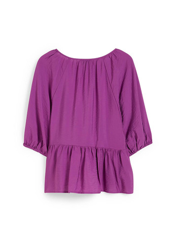 Фиолетовая блуза на запах, с баской C&A