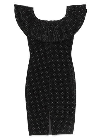Чорна коктейльна, кежуал сукня силуетна Girls On Film в горошок