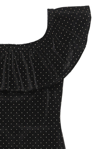 Чорна коктейльна, кежуал сукня силуетна Girls On Film в горошок