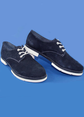 Темно-синие женские кэжуал туфли с белой подошвой на низком каблуке - фото