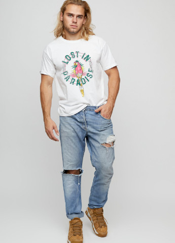 Біла футболка чоловіча basic /air print/ YAPPI