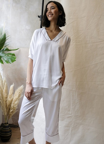 Біла всесезон піжамний комплект fable&eve 1400 сорочка + бриджі Fable & Eve Primrose Hill