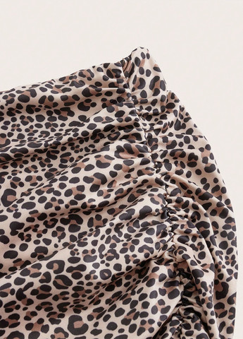 Бежевая кэжуал леопардовая юбка SHEIN карандаш