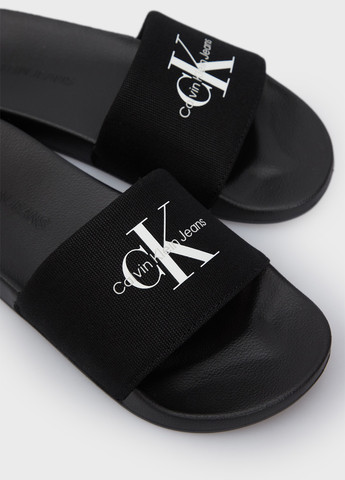 Черные шлепанцы Calvin Klein Jeans с тиснением, с логотипом