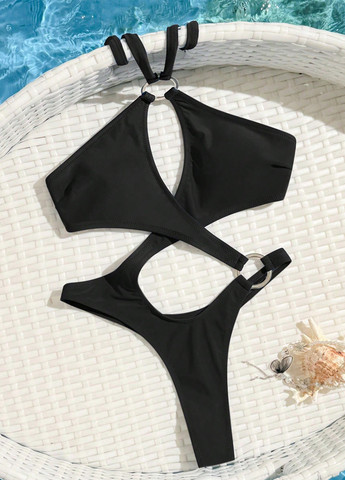 Черный летний купальник трикини SHEIN