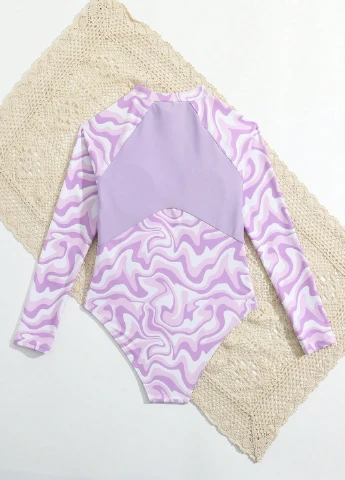 Комбинированный летний купальник слитный SHEIN