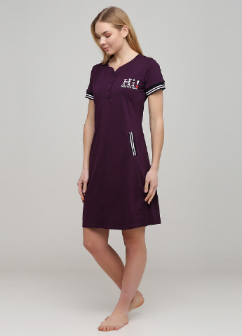 Фіолетова домашній сукня поло, сукня-футболка ROMEO LIFE з написами
