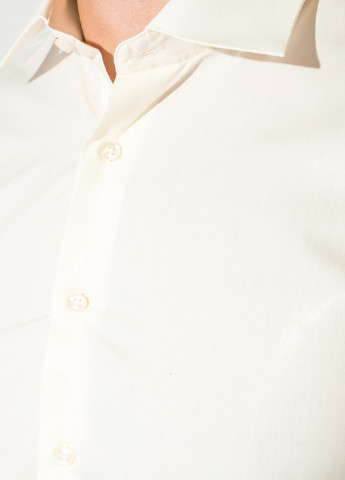 Молочная кэжуал рубашка однотонная Dergi с длинным рукавом
