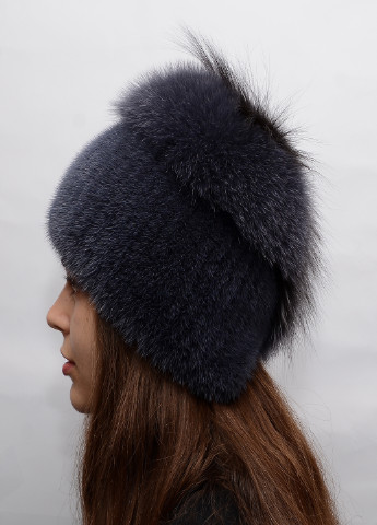 Зимова жіноча шапка з в'язаній норки з помпоном Меховой Стиль улитка (199073172)