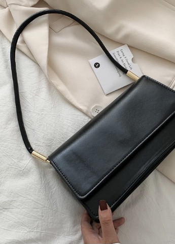 Женская классическая сумочка через плечо клатч на короткой ручке багет черная NoName (251204197)