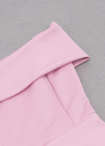 Світло-рожева коктейльна сукня з відкритою спиною, на одне плече, на запах SHEIN однотонна