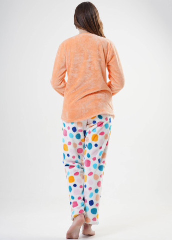 Персиковая зимняя комплект велсофтовий (лонгслив, штаны) лонгслив + брюки Vienetta