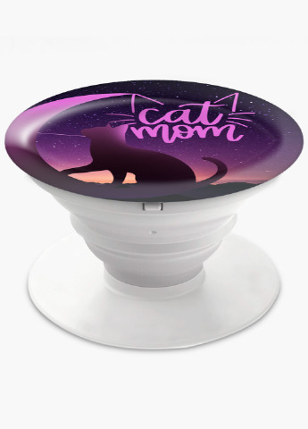 Попсокет (Popsockets) держатель для смартфона Cat Mom (8754-2845) Черный MobiPrint (221548636)