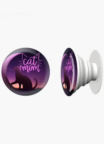 Попсокет (Popsockets) держатель для смартфона Cat Mom (8754-2845) Черный MobiPrint (221548636)
