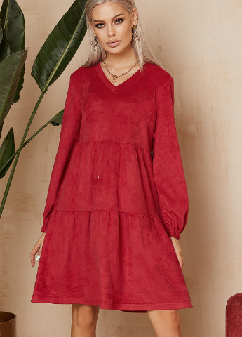 Красное кэжуал платье а-силуэт VONAVIN однотонное