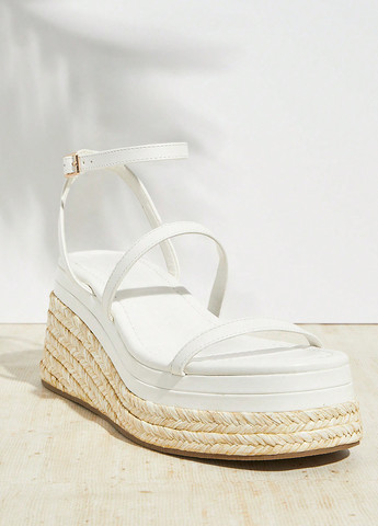 Белые босоножки SHEIN с ремешком плетение