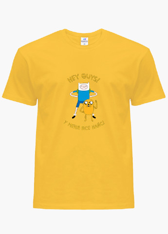 Жовта демісезонна футболка дитяча фінн і джейк пес час пригод (adventure time) (9224-1579) MobiPrint