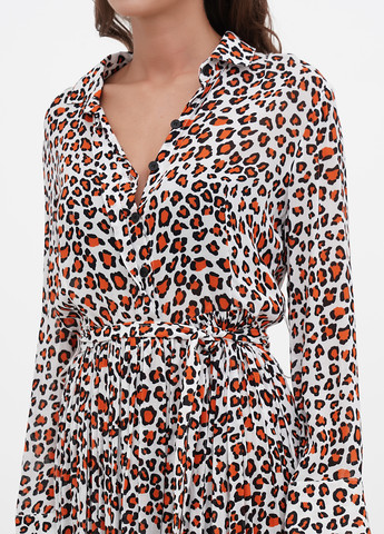 Молочное кэжуал платье рубашка Background леопардовый