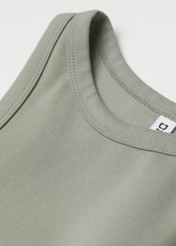 Оливковое (хаки) кэжуал платье платье-майка H&M однотонное
