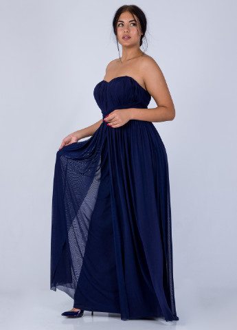 Темно-синя вечірня плаття, сукня кльош, з відкритою спиною, з відкритими плечима Lipsy однотонна