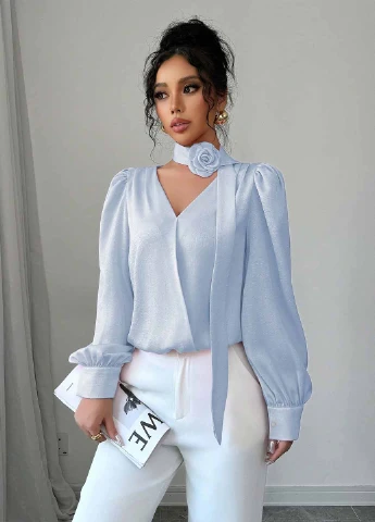 Світло-блакитна блуза SHEIN