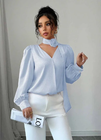 Світло-блакитна блуза SHEIN