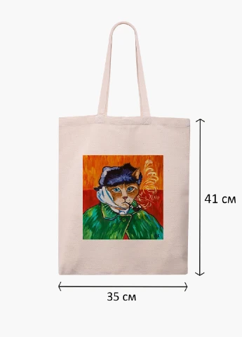 Еко сумка шоппер біла Кот Вінсент Ван Гог (Vincent van Gogh Cat) (9227-2958-WT-1) 41*35 см MobiPrint (228156155)
