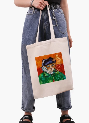 Еко сумка шоппер біла Кот Вінсент Ван Гог (Vincent van Gogh Cat) (9227-2958-WT-1) 41*35 см MobiPrint (228156155)