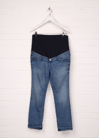 Джинси для вагітних H&M завужені однотонні світло-сині джинсові бавовна