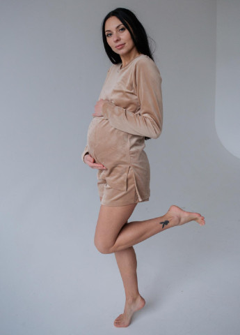Бежевая пижама для беременных с секретом для беременных HN