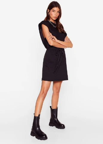 Черное кэжуал платье Boohoo однотонное