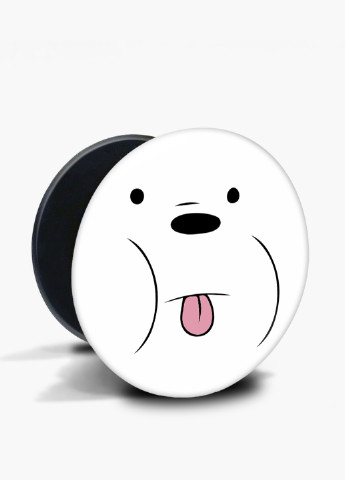 Попсокет (Popsockets) держатель для смартфона Белый медведь Вся правда о медведях (We Bare Bears) (8754-2662) Черный MobiPrint (216836548)