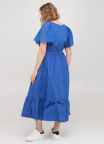 Синее кэжуал платье клеш Stella Milani однотонное