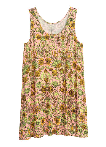 Пудровое кэжуал платье H&M с цветочным принтом