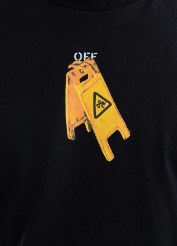 Черная черная футболка с принтом Off-White